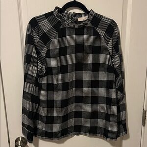 LOFT Black and White Plaid Blouse